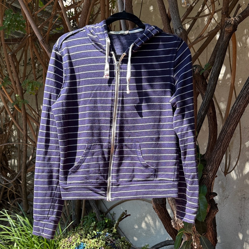 Abbot Main Navy and White Striped Terry Hoodie